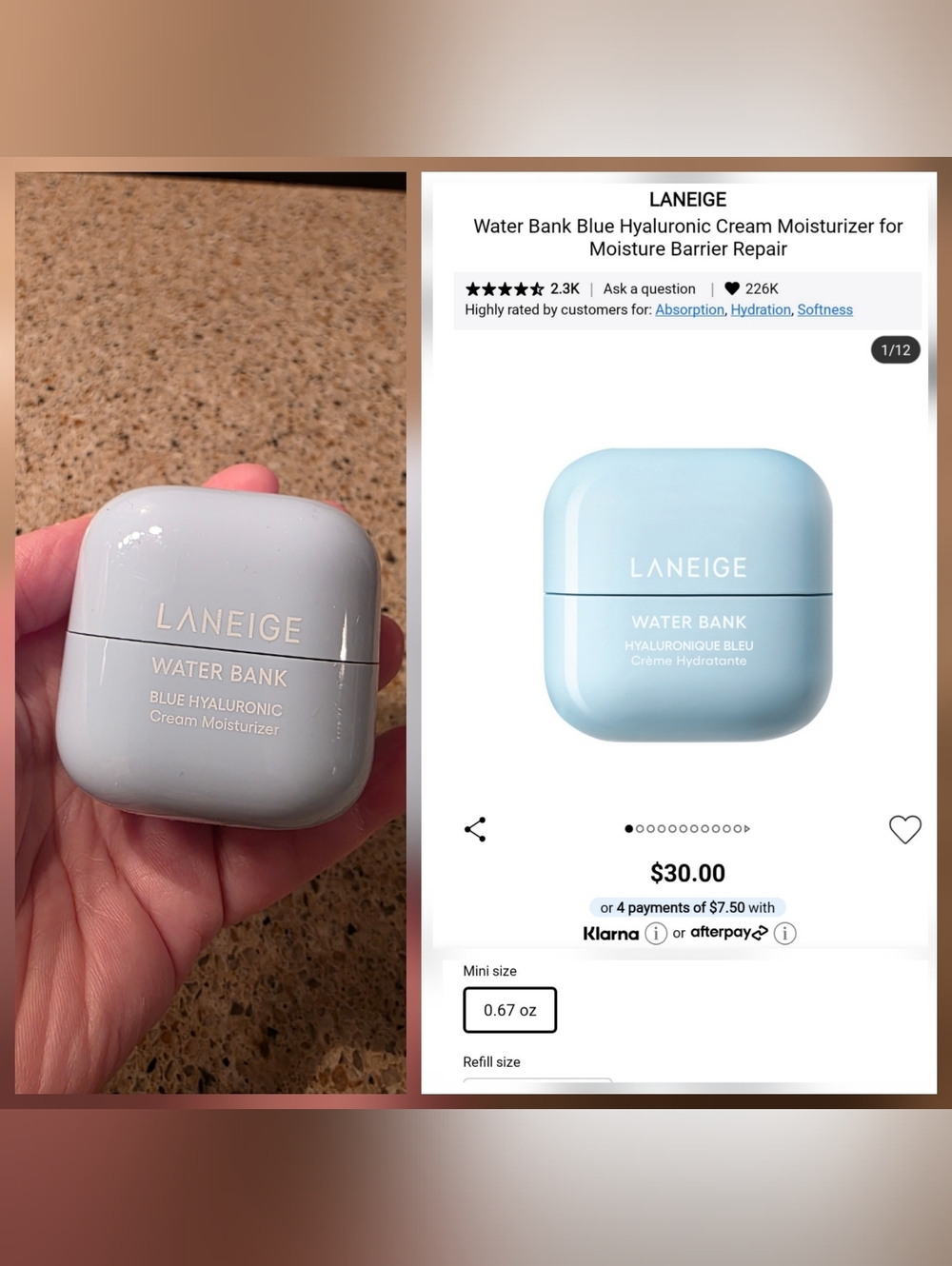 LANEIGE Water Bank Blue Hyaluronic Cream Moisturizer